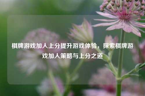 棋牌游戏加人上分提升游戏体验，探索棋牌游戏加人策略与上分之道