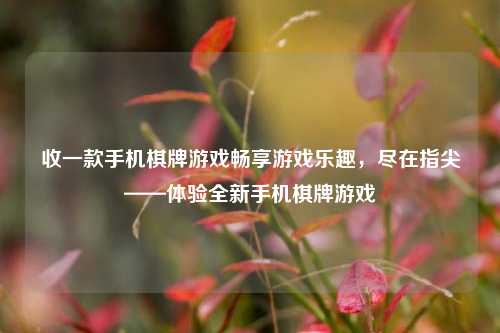 收一款手机棋牌游戏畅享游戏乐趣，尽在指尖——体验全新手机棋牌游戏