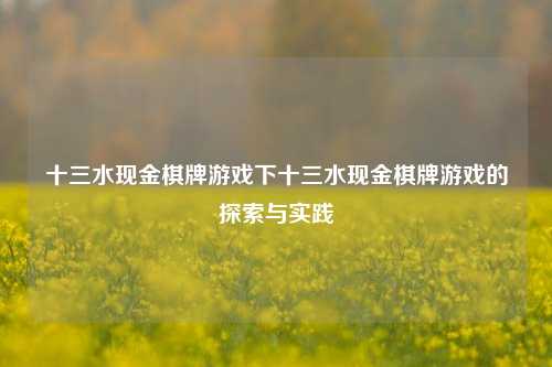 十三水现金棋牌游戏下十三水现金棋牌游戏的探索与实践