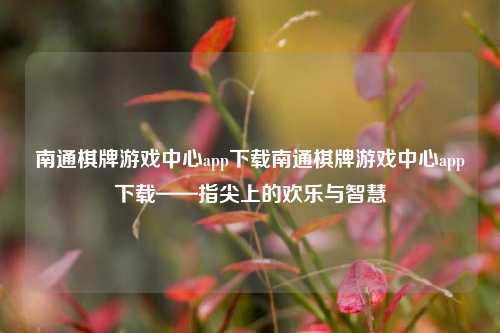 南通棋牌游戏中心app下载南通棋牌游戏中心app下载——指尖上的欢乐与智慧