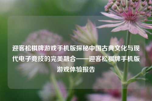 迎客松棋牌游戏手机版探秘中国古典文化与现代电子竞技的完美融合——迎客松棋牌手机版游戏体验报告