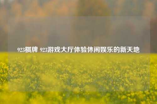 923棋牌 923游戏大厅体验休闲娱乐的新天地
