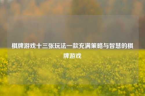 棋牌游戏十三张玩法一款充满策略与智慧的棋牌游戏