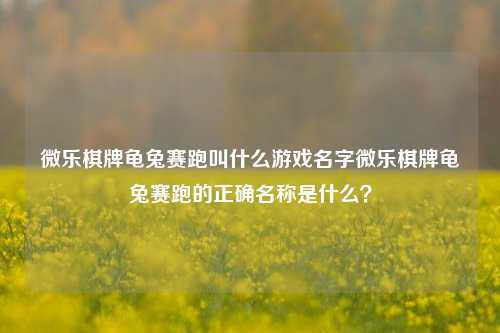 微乐棋牌龟兔赛跑叫什么游戏名字微乐棋牌龟兔赛跑的正确名称是什么？