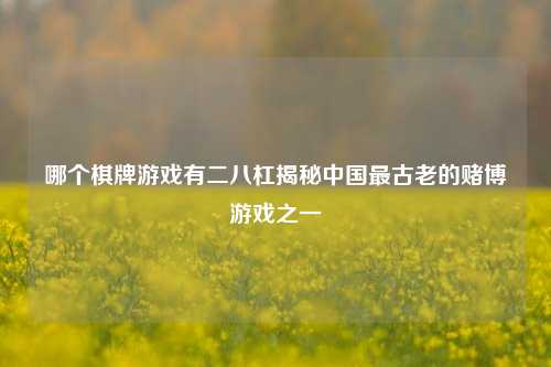 哪个棋牌游戏有二八杠揭秘中国最古老的赌博游戏之一