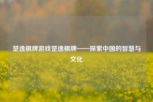 楚逸棋牌游戏楚逸棋牌——探索中国的智慧与文化