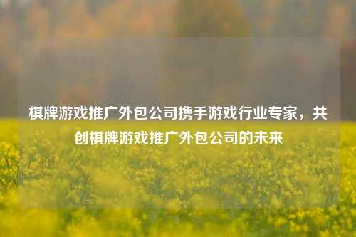 棋牌游戏推广外包公司携手游戏行业专家，共创棋牌游戏推广外包公司的未来