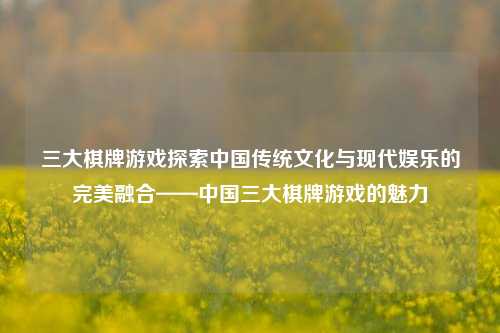 三大棋牌游戏探索中国传统文化与现代娱乐的完美融合——中国三大棋牌游戏的魅力