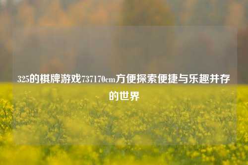 325的棋牌游戏737170cm方便探索便捷与乐趣并存的世界