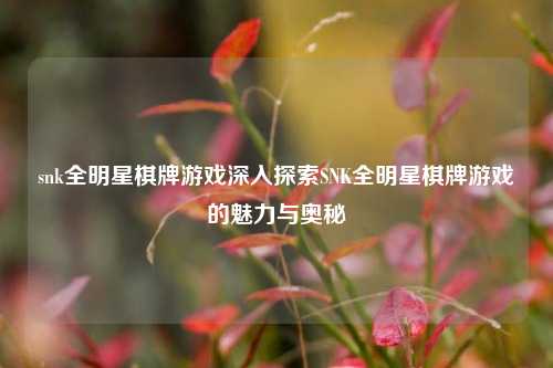 snk全明星棋牌游戏深入探索SNK全明星棋牌游戏的魅力与奥秘