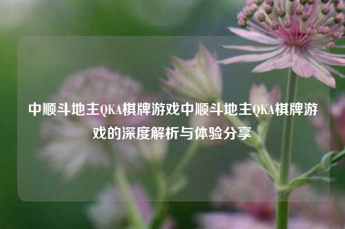中顺斗地主QKA棋牌游戏中顺斗地主QKA棋牌游戏的深度解析与体验分享