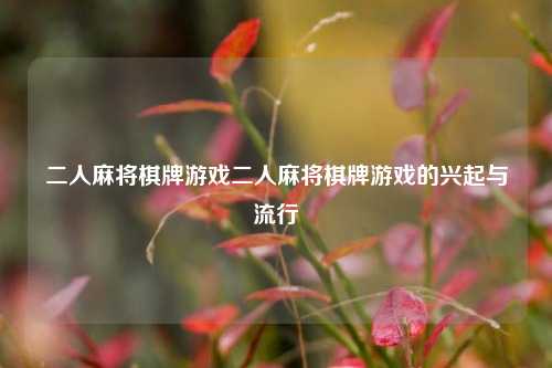 二人麻将棋牌游戏二人麻将棋牌游戏的兴起与流行