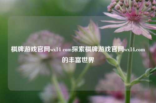 棋牌游戏官网wx14 com探索棋牌游戏官网wx14.com的丰富世界