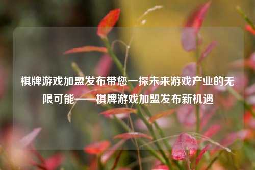 棋牌游戏加盟发布带您一探未来游戏产业的无限可能——棋牌游戏加盟发布新机遇