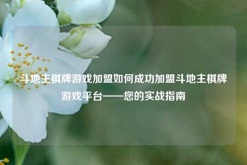 斗地主棋牌游戏加盟如何成功加盟斗地主棋牌游戏平台——您的实战指南