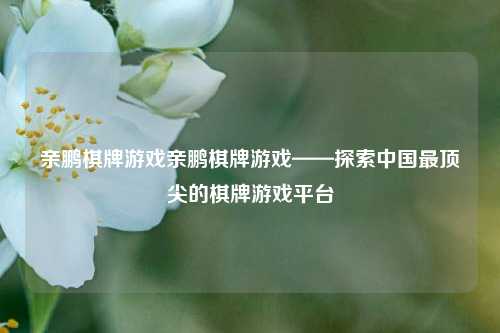 亲鹏棋牌游戏亲鹏棋牌游戏——探索中国最顶尖的棋牌游戏平台