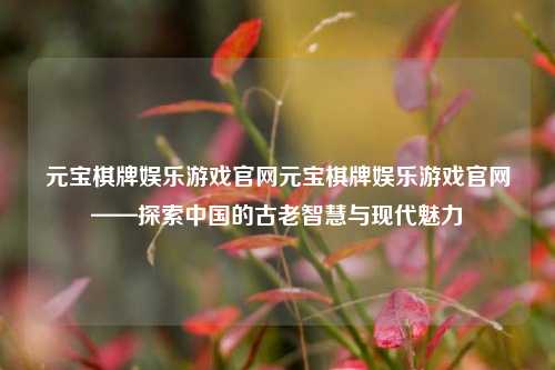 元宝棋牌娱乐游戏官网元宝棋牌娱乐游戏官网——探索中国的古老智慧与现代魅力