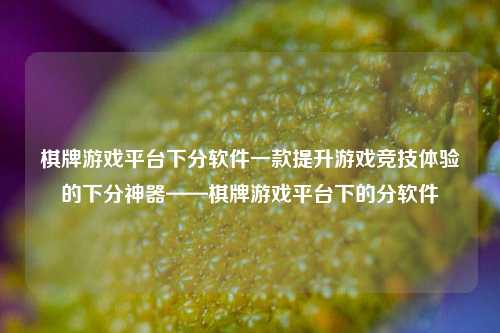 棋牌游戏平台下分软件一款提升游戏竞技体验的下分神器——棋牌游戏平台下的分软件