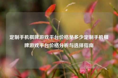 定制手机棋牌游戏平台价格是多少定制手机棋牌游戏平台价格分析与选择指南