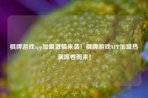 棋牌游戏app加盟激情来袭！棋牌游戏APP加盟热潮席卷而来！