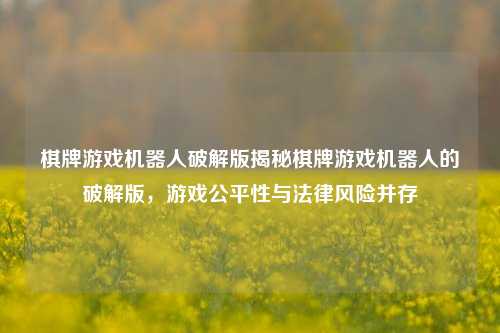 棋牌游戏机器人破解版揭秘棋牌游戏机器人的破解版，游戏公平性与法律风险并存