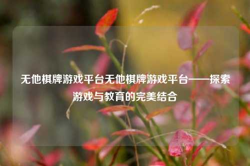 无他棋牌游戏平台无他棋牌游戏平台——探索游戏与教育的完美结合