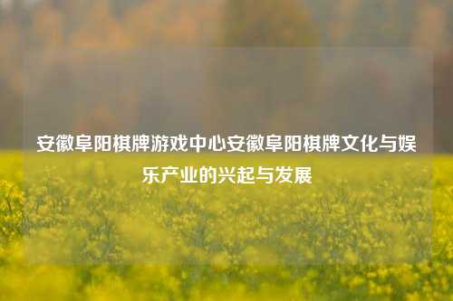 安徽阜阳棋牌游戏中心安徽阜阳棋牌文化与娱乐产业的兴起与发展