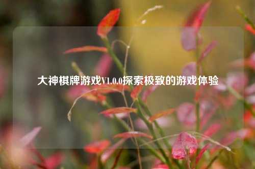 大神棋牌游戏V1.0.0探索极致的游戏体验