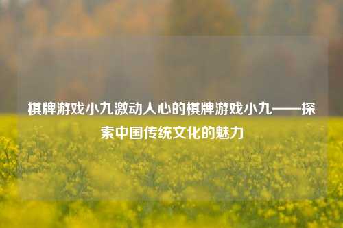 棋牌游戏小九激动人心的棋牌游戏小九——探索中国传统文化的魅力