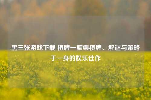 黑三张游戏下载 棋牌一款集棋牌、解谜与策略于一身的娱乐佳作